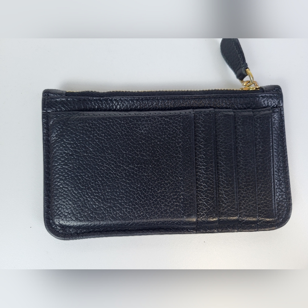 Balenciaga Logo Textured Leather Cash/Credit Card Zip Mini Wallet - Picture 2 of 7